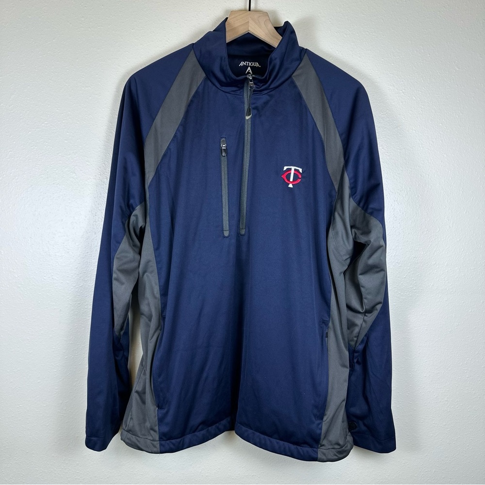 ANTIGUA MN Twins MLB Baseball Men's L Navy Full Zip Windbreaker Jacket